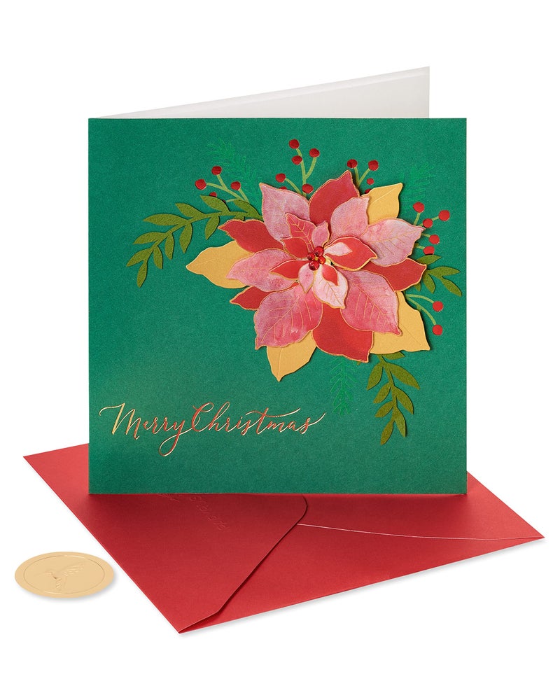 Papyrus Elegant Christmas Card with Red Poinsettia, Perfect for Anyone (Wonderful Holiday) - Image 4